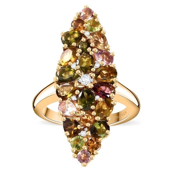 Jewelry - MAKE ME AN OFFER !!! Multi Tourmaline 18k Gold Vermeil Cocktail Ring MSRP $550